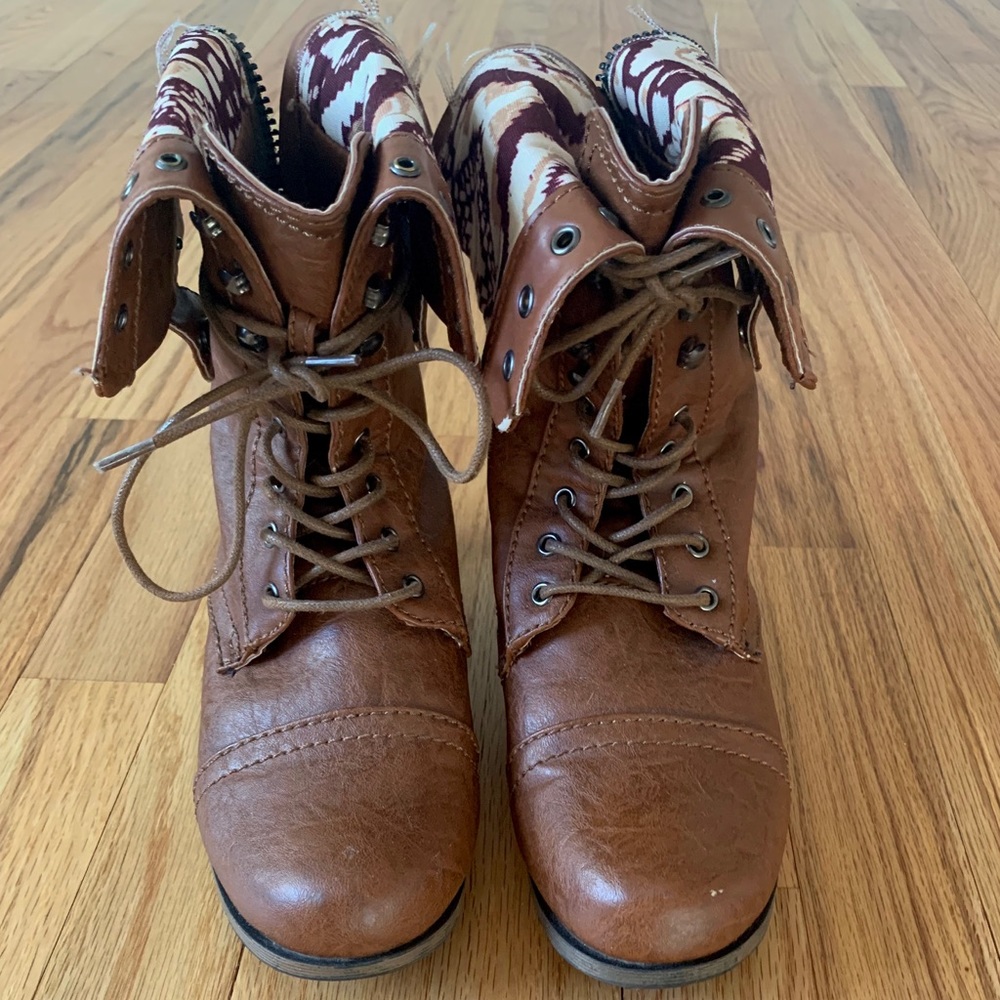 Brown Combat Boots Charlotte Russe Size 7